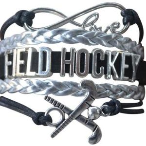 Girls Field Hockey Bracelet - Black & Silver